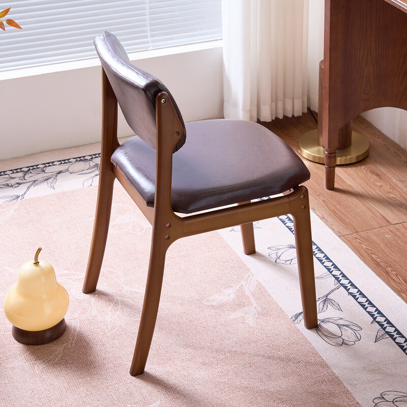 Huazhou solid wood dining chair, desk chair, office chair, home comfortable back chair, study room, antique style simple study chair, antique color