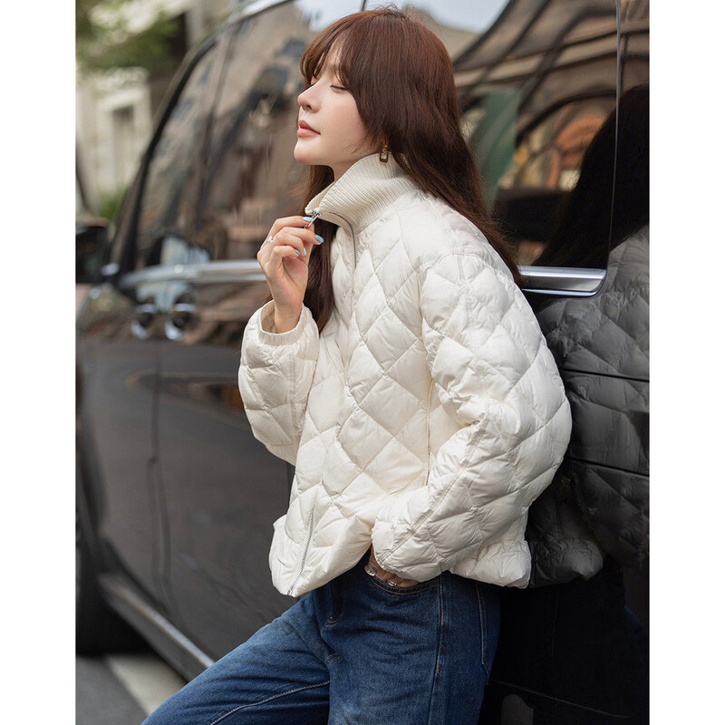 Demana 90 duck down winter matte stand collar four-layer craft splicing woolen collar ruffled elastic women's down jacket