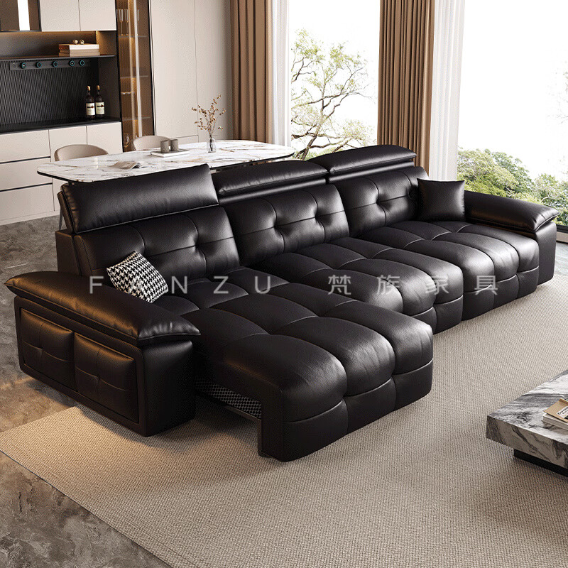 Sanskrit Lawrence Napa textured leather electric sofa function retractable zero wall Italian style minimalist luxury living room new style