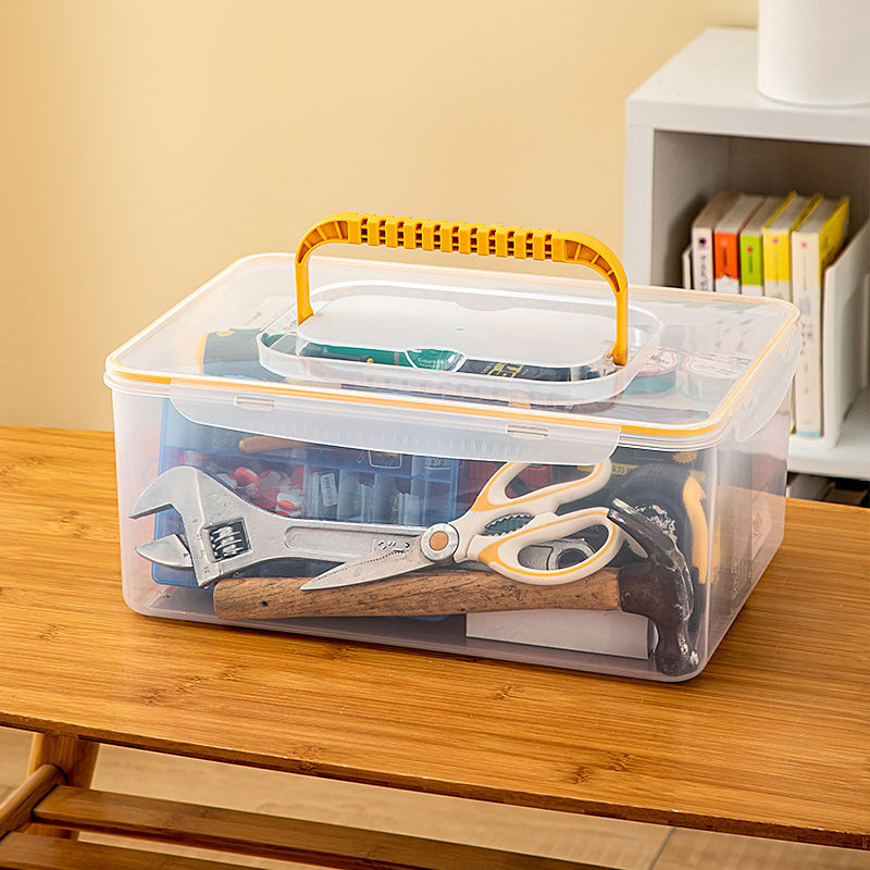 Jieyunmao Hardware Tool Box Screw Parts Accessories Storage Box Household Multi-Function Portable Transparent Plastic Storage Organizing Box Large Size 1 Pack