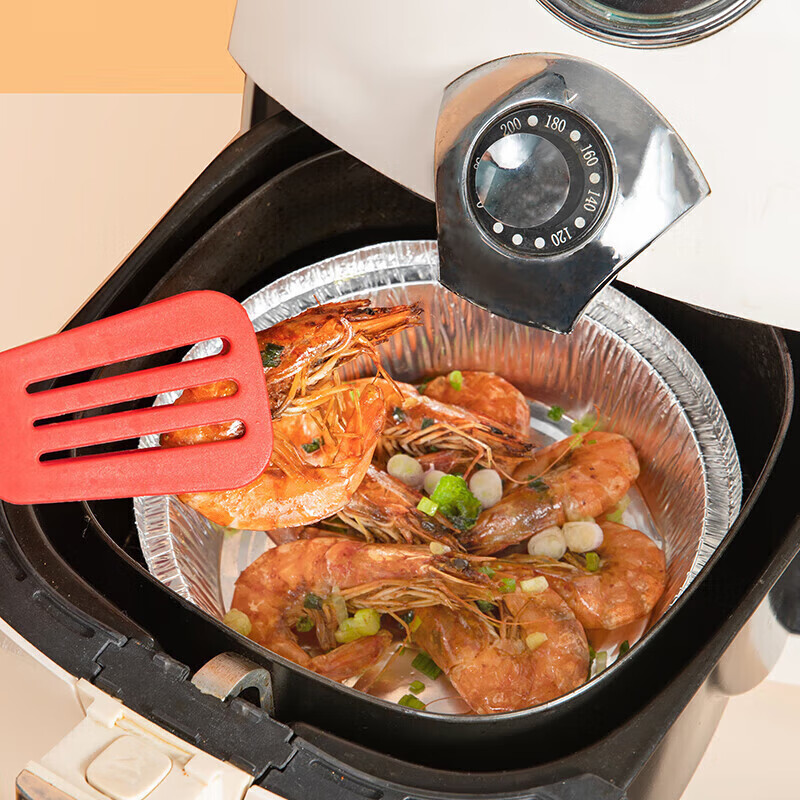 Temeiju air fryer tinfoil plate special paper food grade aluminum foil tinfoil bowl outdoor barbecue lunch box 18.5cm*60 pieces