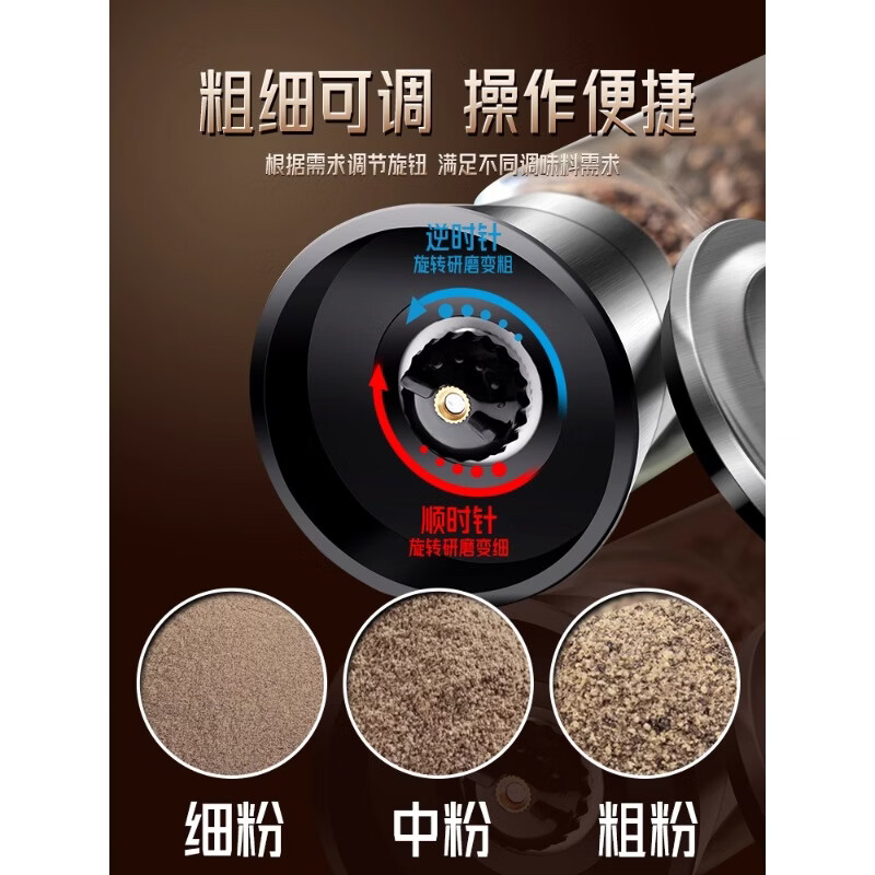 LINGCHEN 304 stainless steel grinder pepper manual black pepper powder pepper seasoning jar grinding bottle 200ml