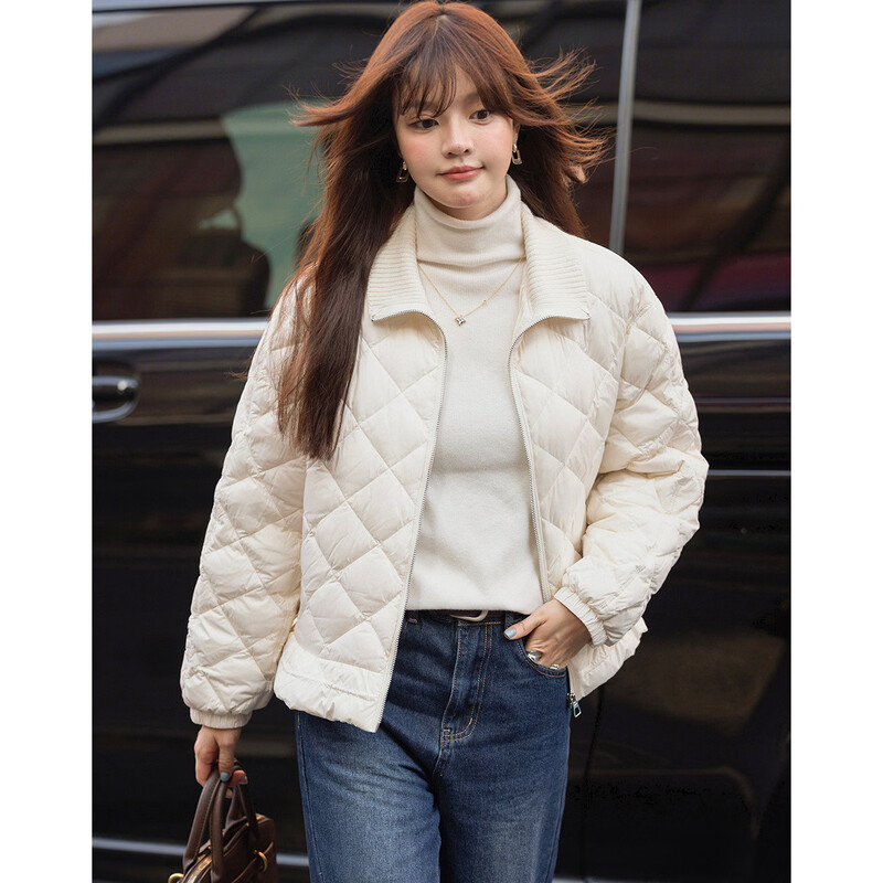 Demana 90 duck down winter matte stand collar four-layer craft splicing woolen collar ruffled elastic women's down jacket
