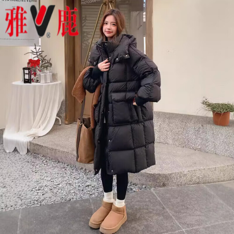 Yalu long goose down jacket for women, loose and thick, super nice puff down jacket, minus 40 degrees in the northeast of Harbin, goose down jacket, 95% white goose down, women's Mailadeca S _90-125 pounds or so