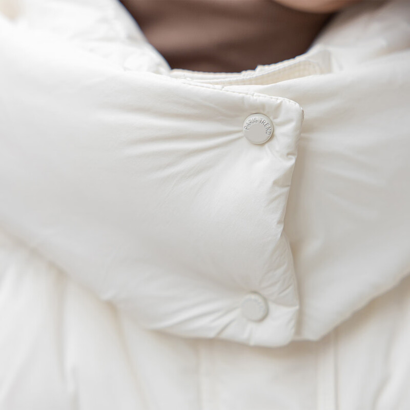 Ives (ITISF4) Fashionable Simple Bread Down Jacket Winter Hooded Casual Short Loose Thickened Warm Jacket White L