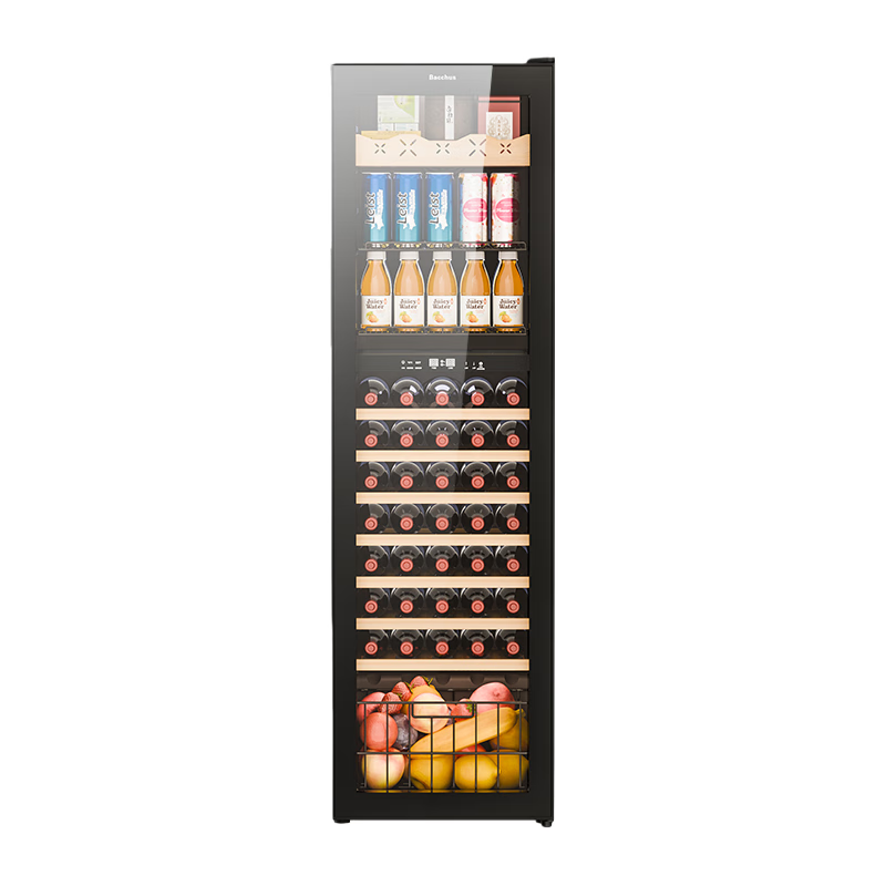 Bacchus red wine cabinet thermostatic cabinet embedded household multi-functional single door double temperature refrigerator air-cooled frost-free office restaurant fresh ice bar beverage cabinet vertical display cabinet tea cabinet YC-208 dual temperature 3-in-1 ice bar + tea + wine cabinet 40 bottles