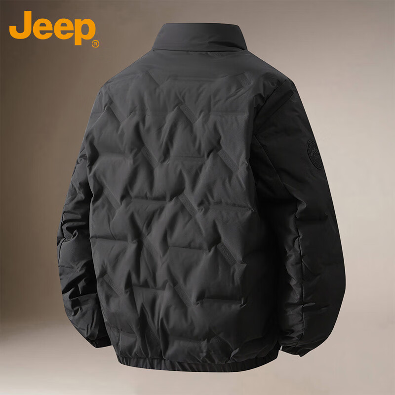 JEEP Jeep Down Jacket Men's Winter Short Stand Collar Warm Reversible Jacket Men's Casual Men's Clothing Black XL
