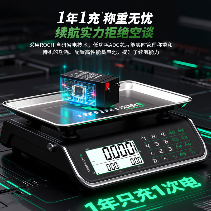 Rongcheng ROCHI commercial electronic pricing scale 30KG counting electronic vegetable weighing, fruit and vegetable selling special precision gram kitchen food scale