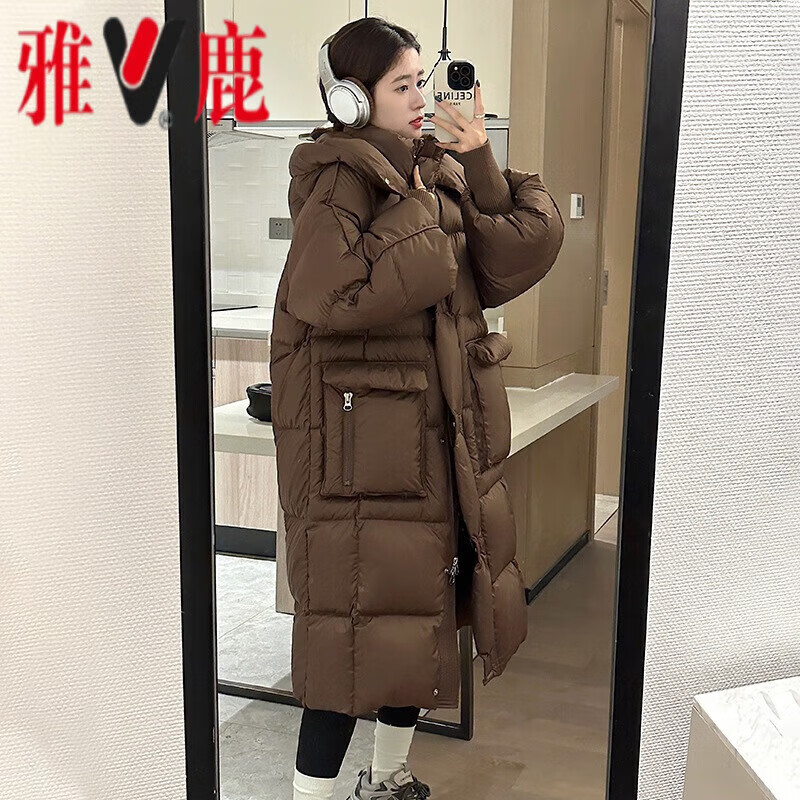 Yalu long goose down jacket for women, loose and thick, super nice puff down jacket, minus 40 degrees in the northeast of Harbin, goose down jacket, 95% white goose down, women's Mailadeca S _90-125 pounds or so