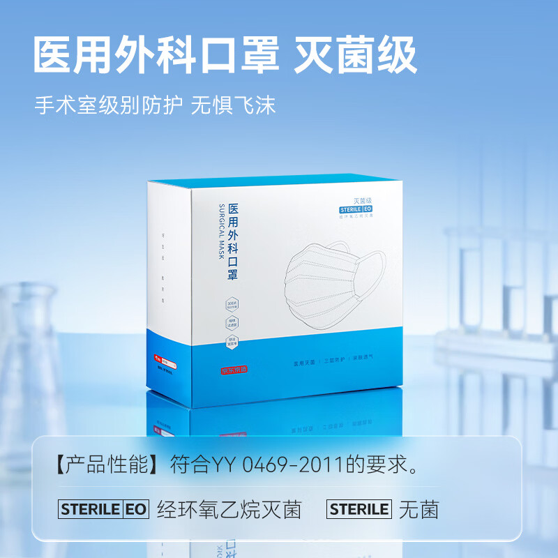 Jingdong Tokyo-made medical surgical masks disposable individually packaged sterilization grade 100 pieces blue 6mm upgraded dust-proof mask