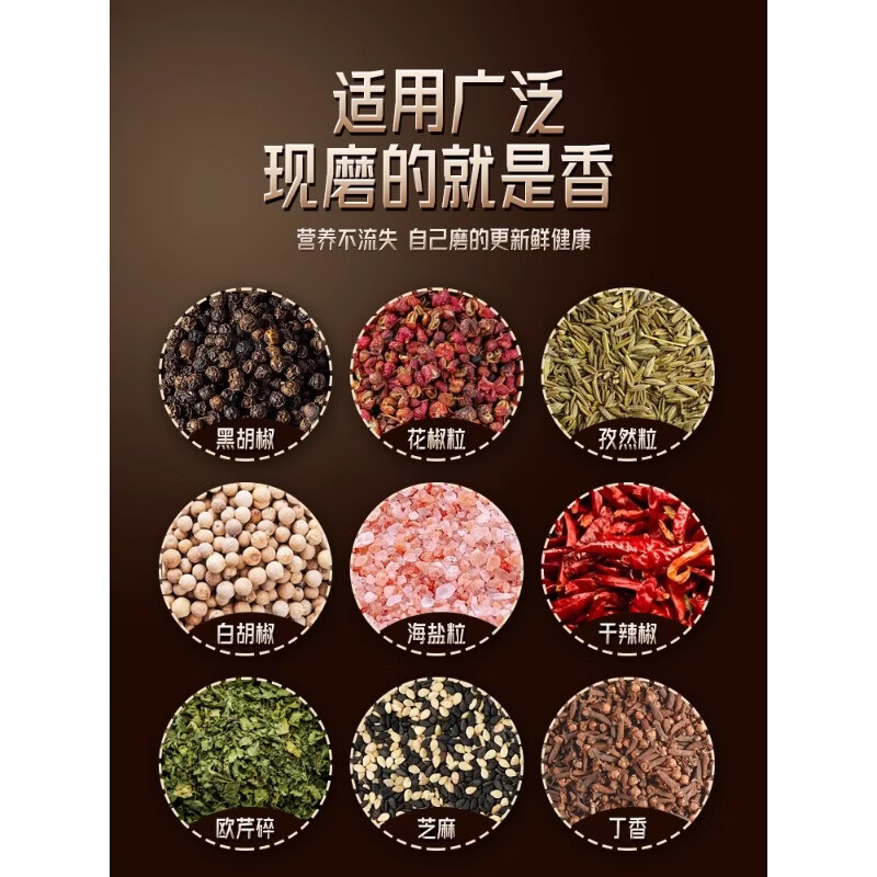 LINGCHEN 304 stainless steel grinder pepper manual black pepper powder pepper seasoning jar grinding bottle 200ml