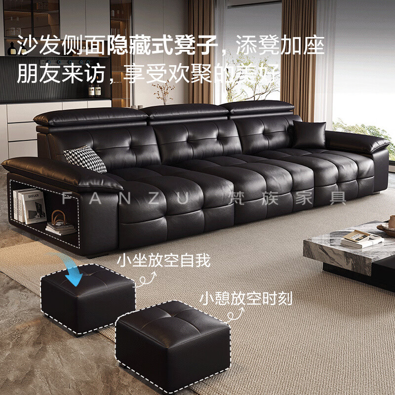 Sanskrit Lawrence Napa textured leather electric sofa function retractable zero wall Italian style minimalist luxury living room new style