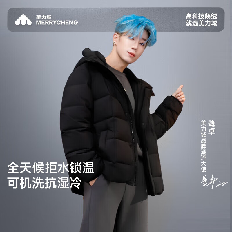 Meili City Luzhuo Same Style Down Jacket Men's Thickened Warm Versatile Goose Down Top Jacket 009 Obsidian Black XL