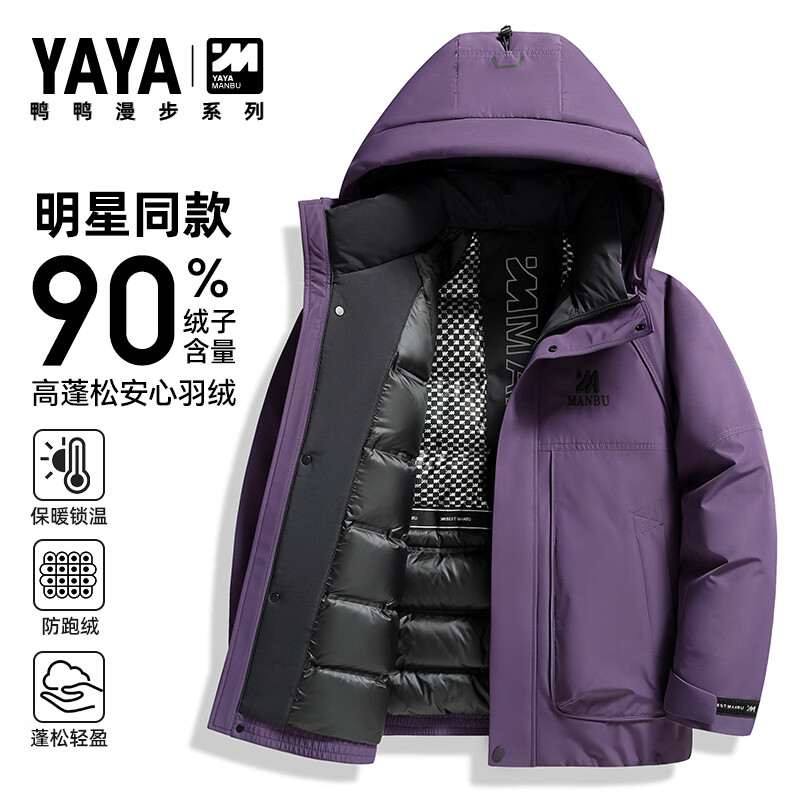 Duck duck Wang Yibo same style down jacket men's warm hooded workwear charge thickened couple New Year's red jacket