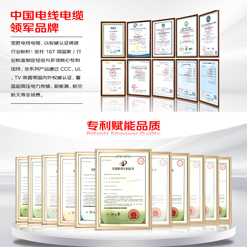 Baosheng wire ZB-BVR2.5 square wire national standard BVR multi-strand wire household decoration wire single-core multi-strand copper core wire coiled wire 100 meters red live wire