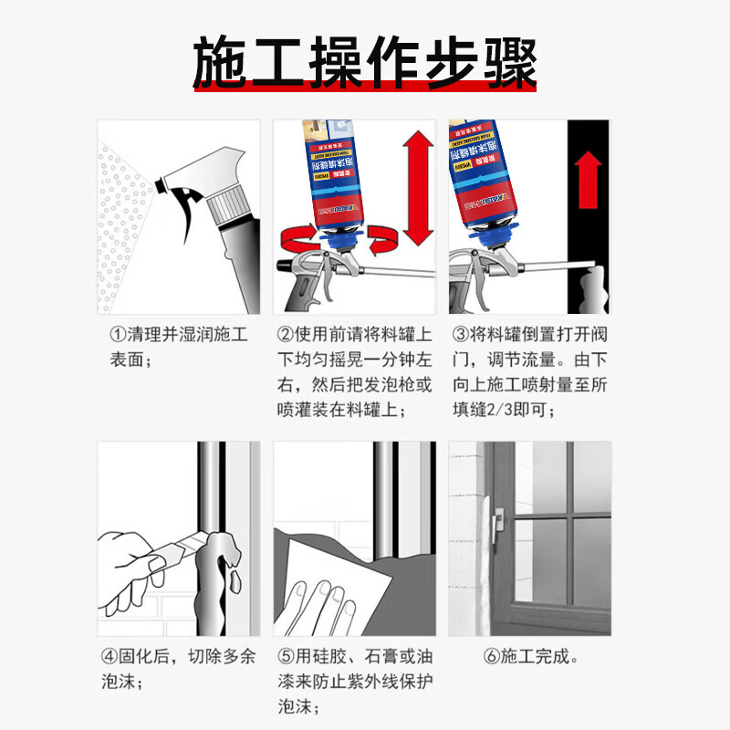 VIKAGU foam glue A2 grade hardness polyurethane foam caulking agent foam glue door and window filling barrel integrated VPU300 900g*15