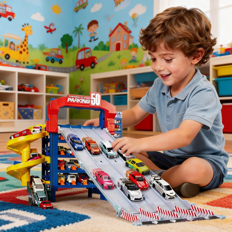 Tomica TOMY alloy car building track children's toy GOGO sliding parking lot New Year gift 298496