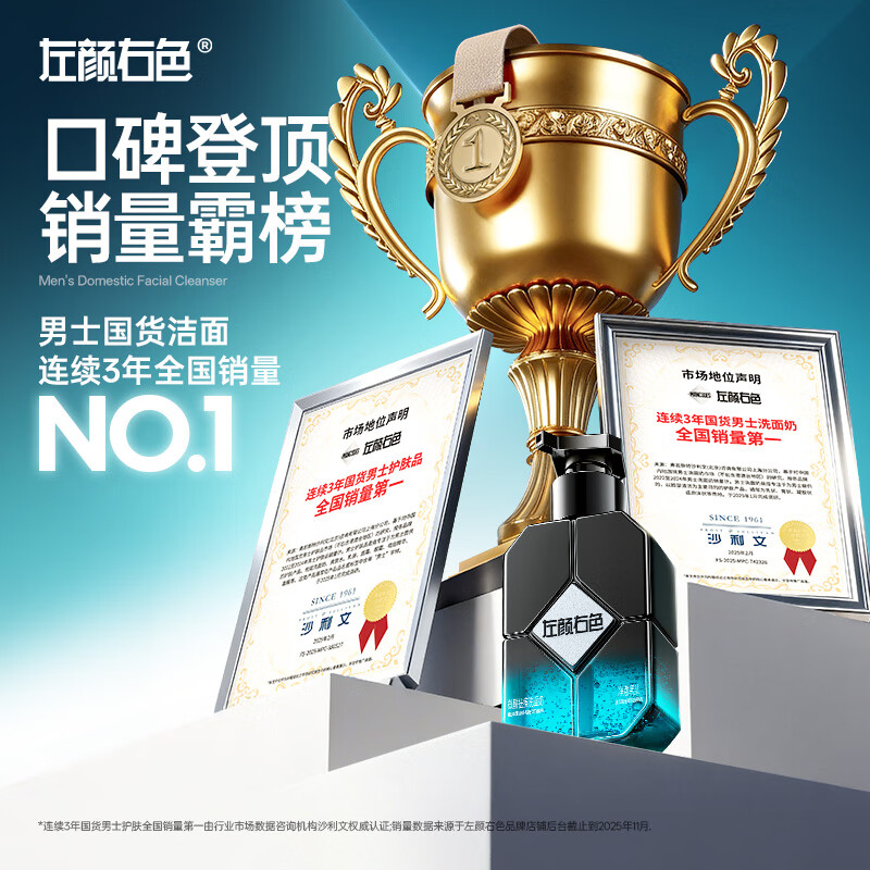 Left color and right color Zheng Kai endorses men's slightly acidic facial cleanser, anti-acne cleanser, oil control, blackhead removal, skin care products, New Year's gift