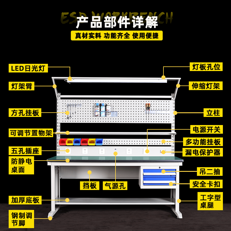 Baigang Workbench Assembly Line Operator's Table Factory Workshop Stainless Steel Inspection Table Multi-Function Experimental Bench Upgrade 1.5 Meter Single Table Upgrade