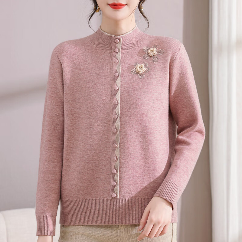 Yalu foreign style mother autumn and winter knitted one-piece thickened sweater fashion shirt bottoming shirt 50 years old middle-aged and elderly New Year top