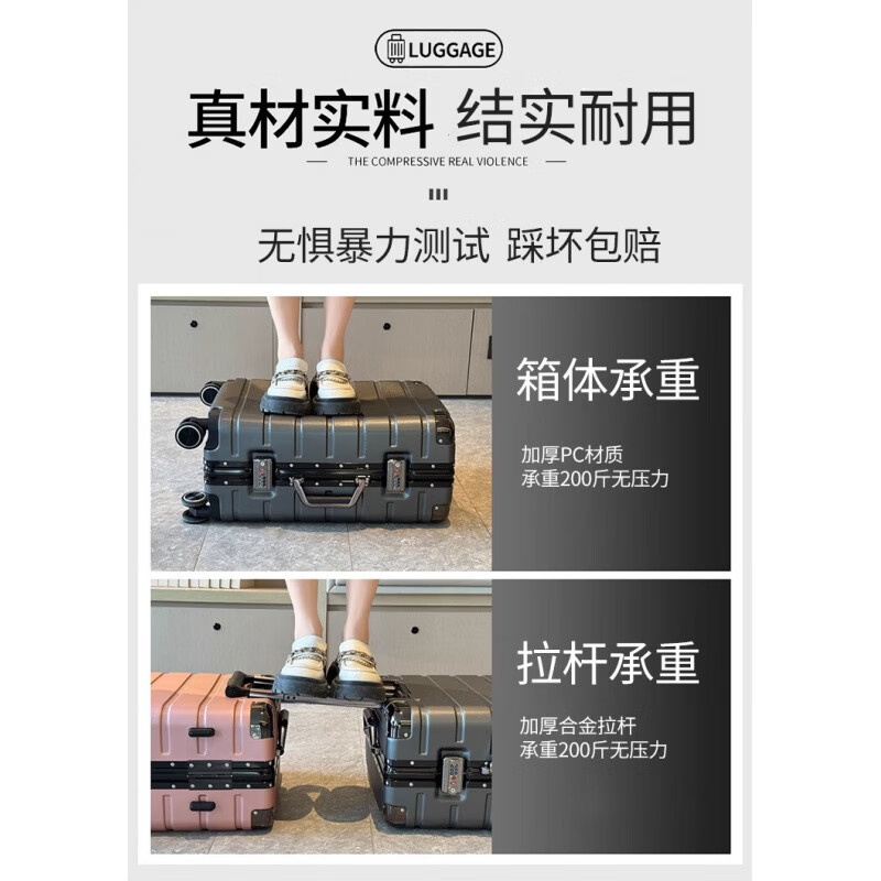 JCZS German quality 2025 new universal wheel boarding suitcase small password trolley case student suitcase lake blue noble aluminum frame + dry and wet separation inside + cup holder + charging port 20 inches