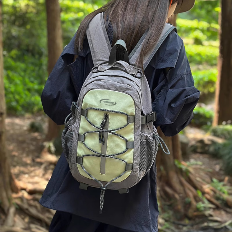 Fan Shengyu outdoor backpack large capacity hiking sports backpack mountaineering bag boys commuter school bag female college students computer bag outdoor mountaineering backpack gray green small size