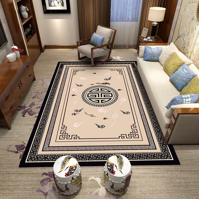 Fantasy New Chinese Style Carpet Living Room Chinese Style Sofa Coffee Table Bedroom Bedside Rug Study Room Tea Room Large Area Customized Floor Mat Spring Warm Flowers Blooming 120x180 cm Upgraded Thickened 9MM Cotton Silicone Non-Slip Bottom