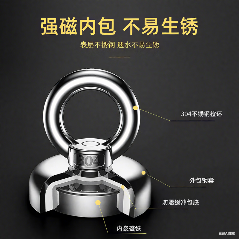 ANENG metal detection instrument, high-precision visual gold, silver, copper, strong magnetic underwater salvage artifact, special powerful magnet with rope, secondary suction, can absorb 40 kilograms of treasure, free 10 meters of rope
