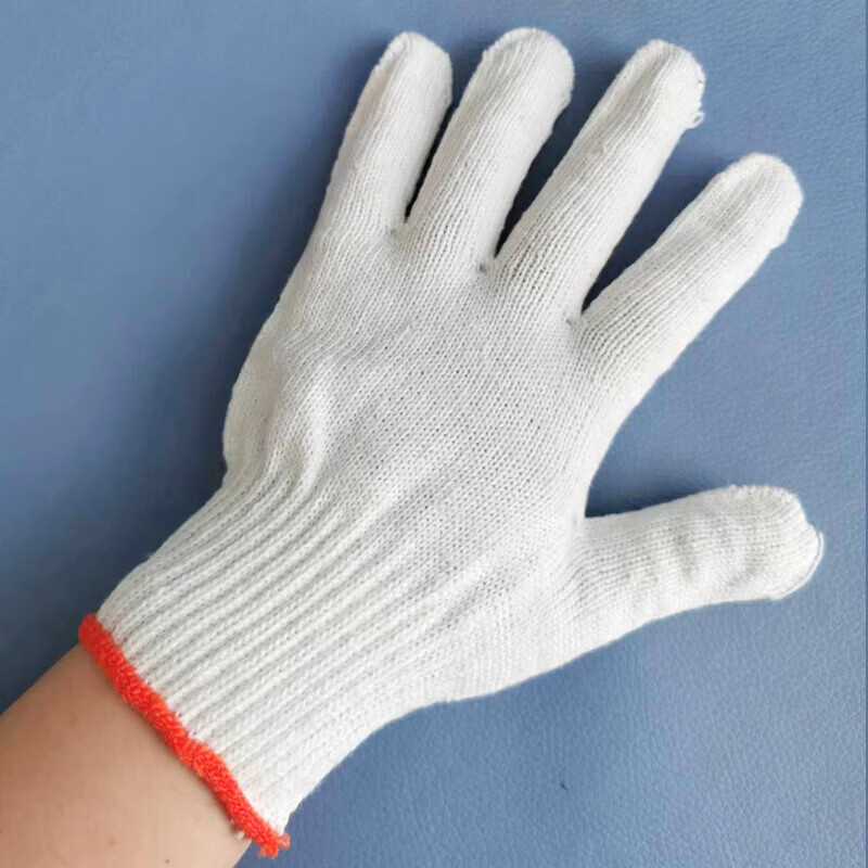 Orange-edged cotton gauze labor protection gloves, lightweight, comfortable and wear-resistant hand protection labor protection gloves, breathable thread gloves, 5 pairs of high-quality cotton threads