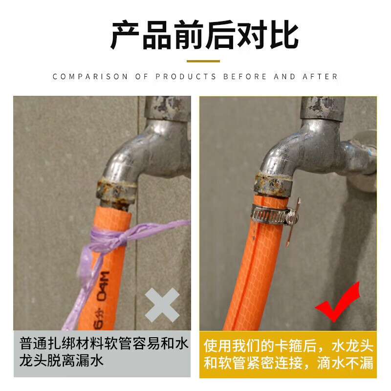 Yongli Shang 201 stainless steel handle type hoop clamp gas pipeline fixed joint hand-tight hose clamp water pipe tight clamp buckle fire-proof rust-resistant and wear-resistant 18-32mm 5 pieces