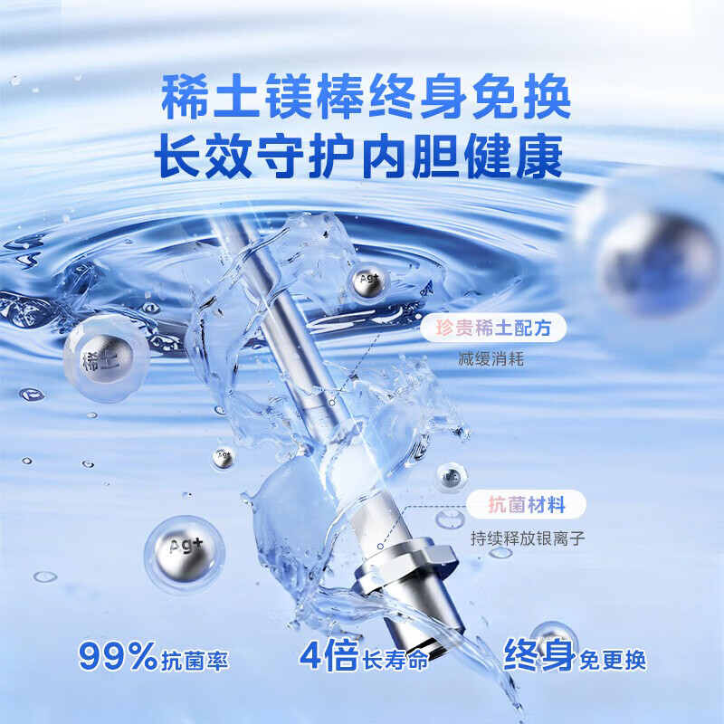 Midea skin-friendly living water Q5S 60L electric water heater instant hot wash strontium-rich skin nourishing hot spring bath free of replacement magnesium rod 3200W fast heating household water storage type national subsidy 15%