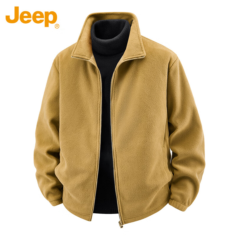 JEEP Jeep Jacket Men's Autumn and Winter Three-in-One Charge Top Workwear Polar Fleece Warm Men's Amber Gold 2XL
