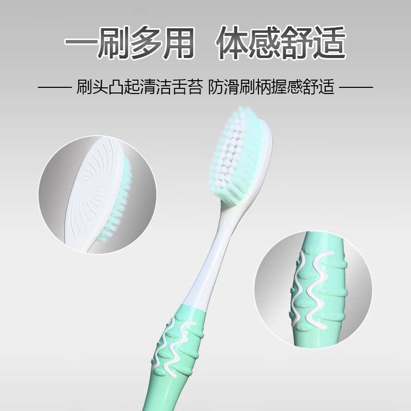 BRUSHING BEAR Sam's same toothbrush with soft bristles and soft silk brushes for gum protection for adults, 10 individually packaged for home use