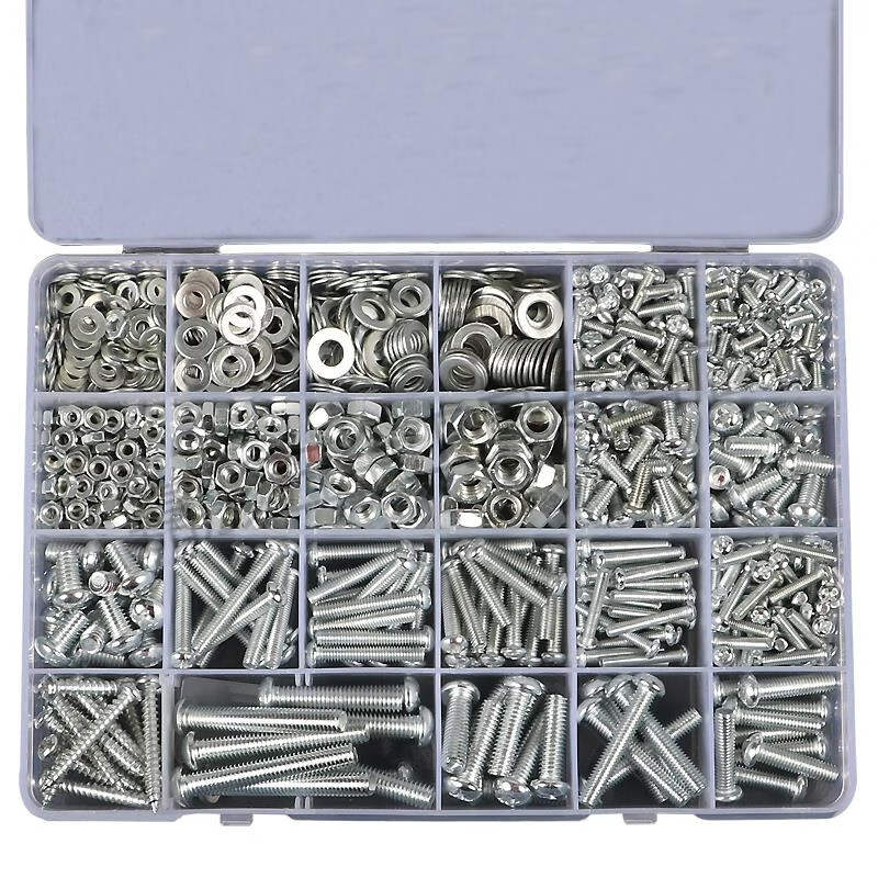 Shantou Lincun screw nut set round head cross washer machine screw bolt screw cap M3M4M5M6 self-tapping screw household E set of 13 kinds about 250 grams