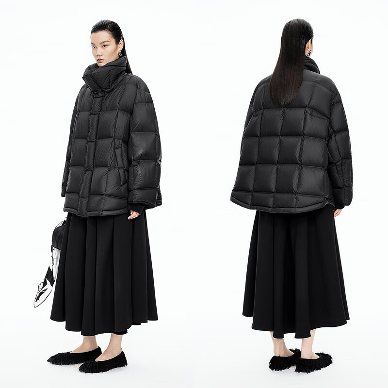 Jiangnan Buyi (JNBY) Heiqiao Xiaofang 25 New Winter Stand Collar Down Jacket Women's Seamless Tofu Block White Duck Down 5OAC1027A 001/Original Black XS
