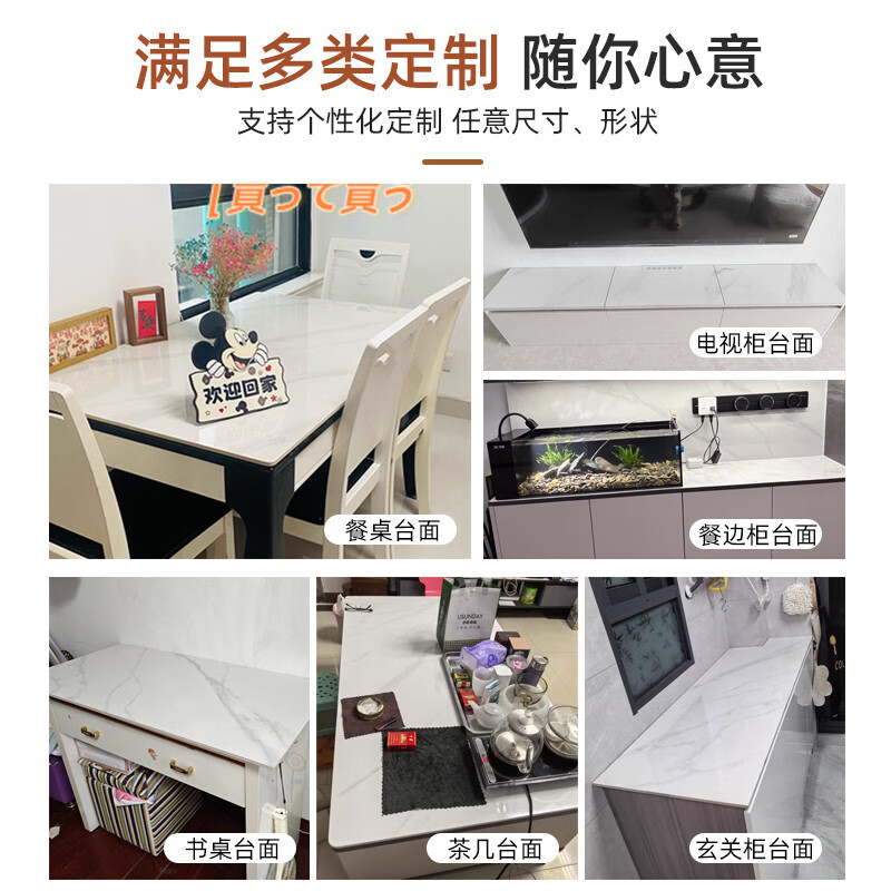 Yusenyi slate countertop customized rectangular ceramic tile dining table coffee table desktop kitchen marble countertop sideboard custom made glossy fish belly white length 80CMx width 40CMx thickness 1.1CM