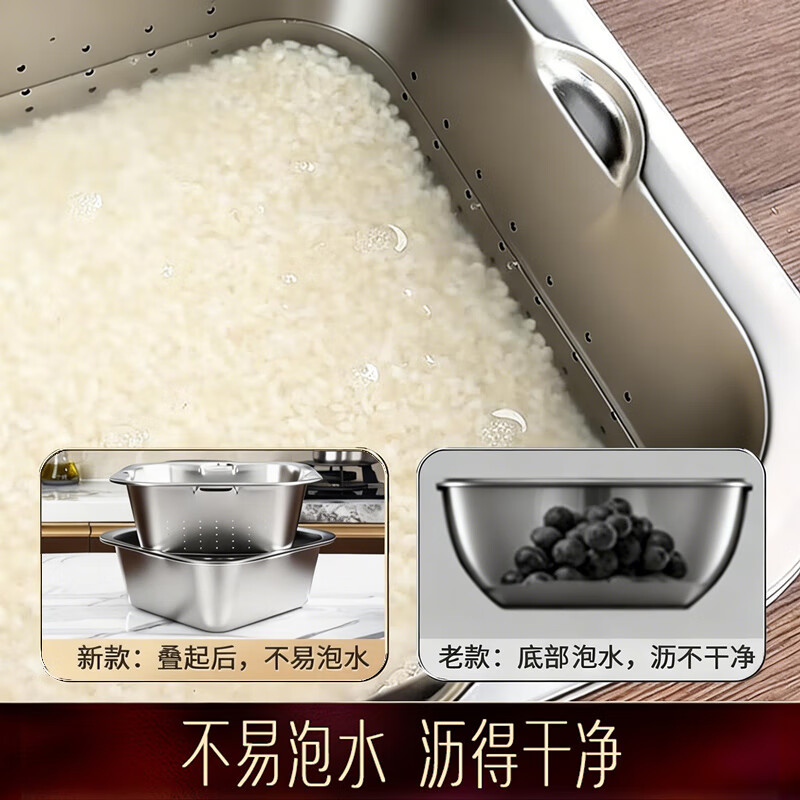 SSN vegetable washing basket drain basket 304 stainless steel drain basin fruit basin kitchen vegetable basin fruit plate drain basket