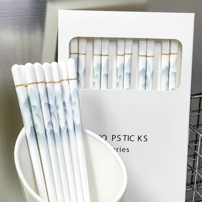 Jingwu ceramic chopsticks, high-end household tableware gift box, mildew-resistant, high-temperature resistant, antibacterial, one pair for one person, 10 pairs of chopsticks for family sharing