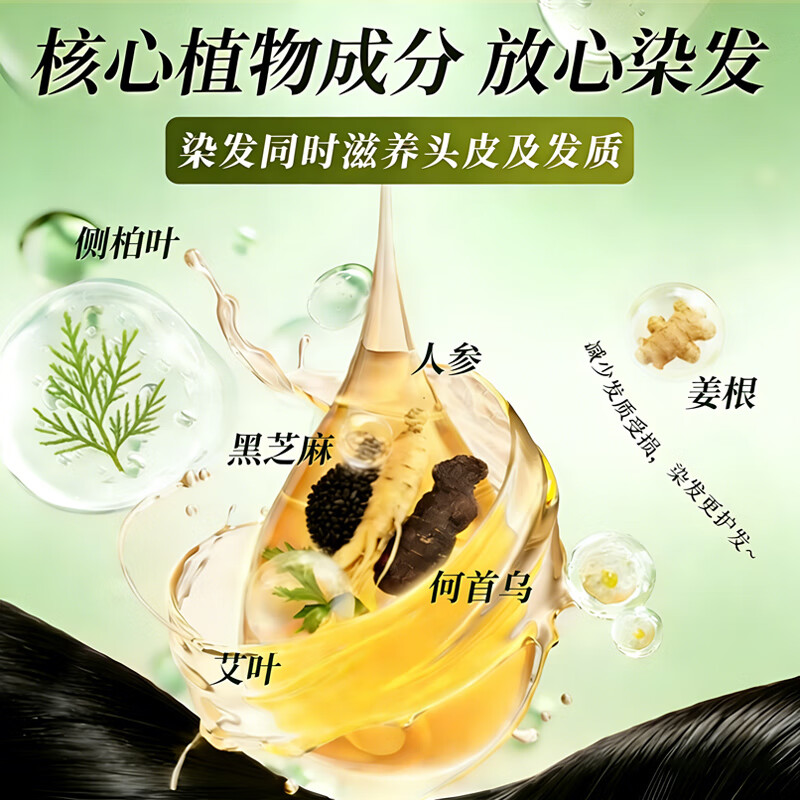 Tongrentang Pure Natural Plant Hair Dye Cream 100% Natural Black Bubble Hair Dye One Wash Black Cover White Baked Cream 505ml