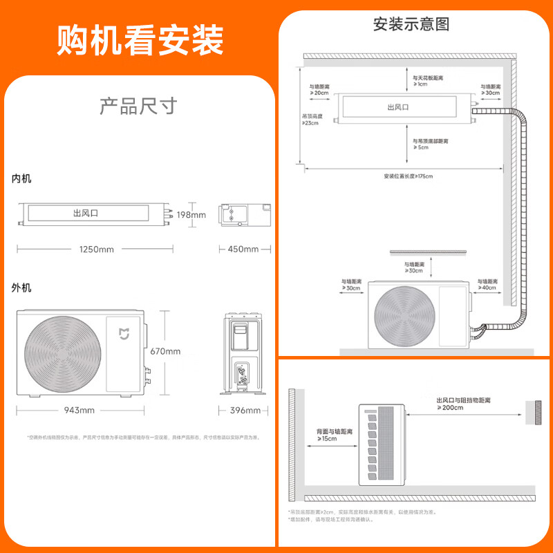 Xiaomi Mijia central air conditioner, duct fan, huge power saving, 3 horsepower, new level of energy efficiency, all-inclusive price, 75FW-OC20/N3B1, ten-year warranty for the whole machine