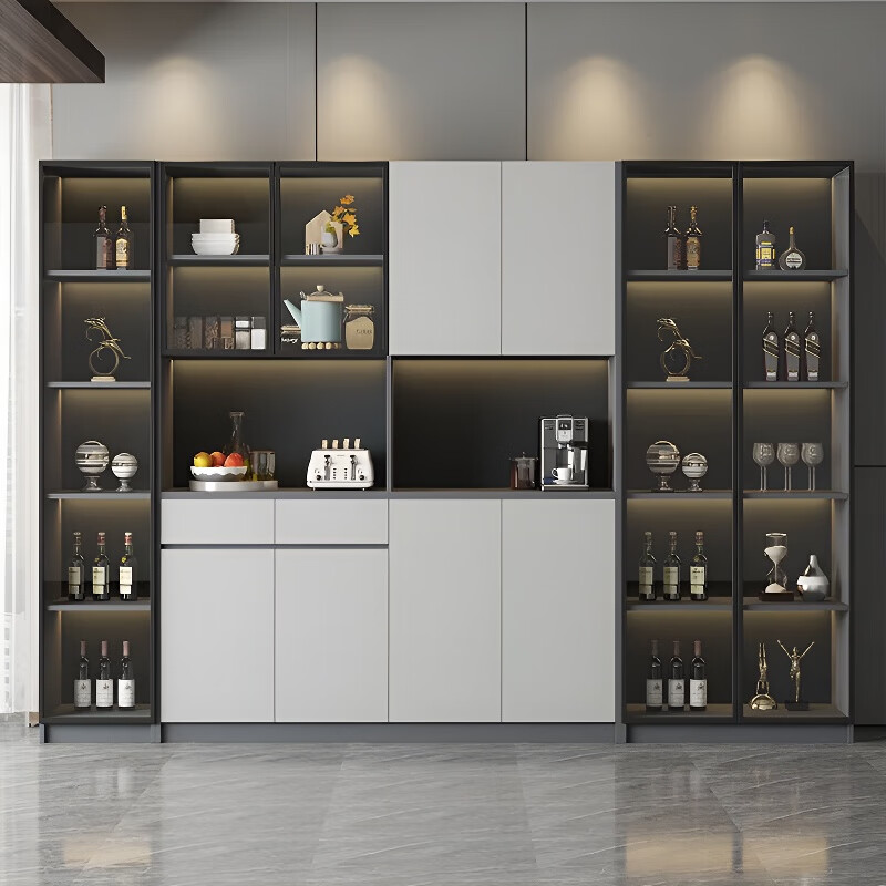 Fansenrong 2026 new wine cabinet light luxury home wall-mounted simple multi-functional storage cabinet small living room entrance cabinet 80CM wine cabinet + 120CM sideboard + 80 wine cabinet, including upstairs and installation.