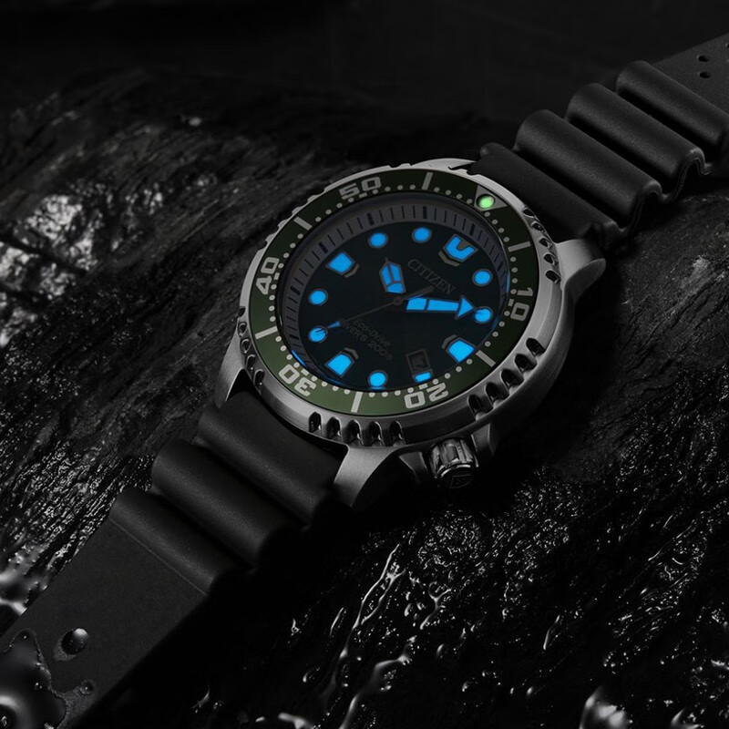 CITIZEN watch men's Japanese and Korean watch green water ghost light kinetic energy day display PU with sports New Year gift BN0158-18X