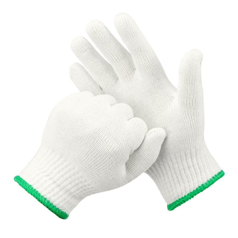 Gongpinxing Labor Protection Gloves Cotton Yarn Work Site Industrial Breathable Wear-Resistant Work Green Edge 50 Pairs