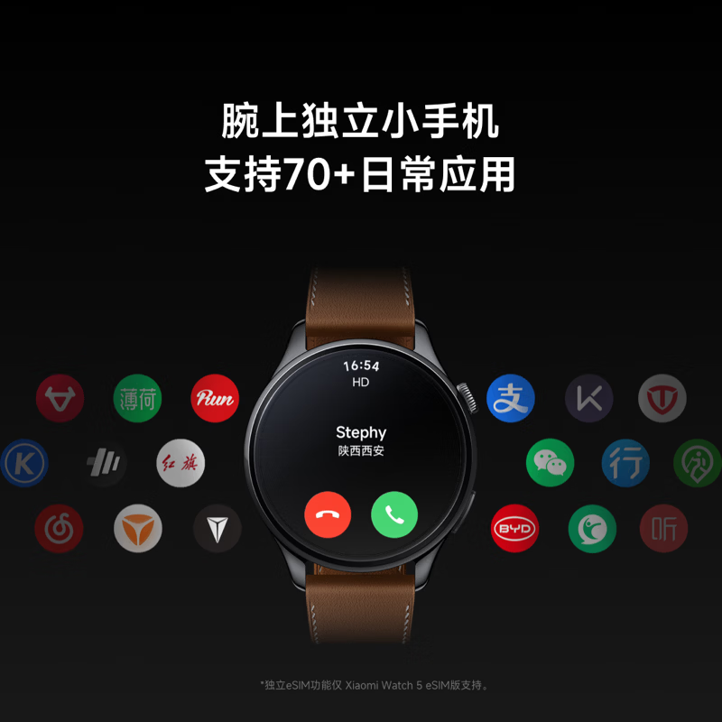 Xiaomi (MI) Xiaomi Watch 5 Fully Smart Flagship Watch Smart Gesture Control Heart Health Monitoring Gym Mode Black Viton Strap Bluetooth Calling