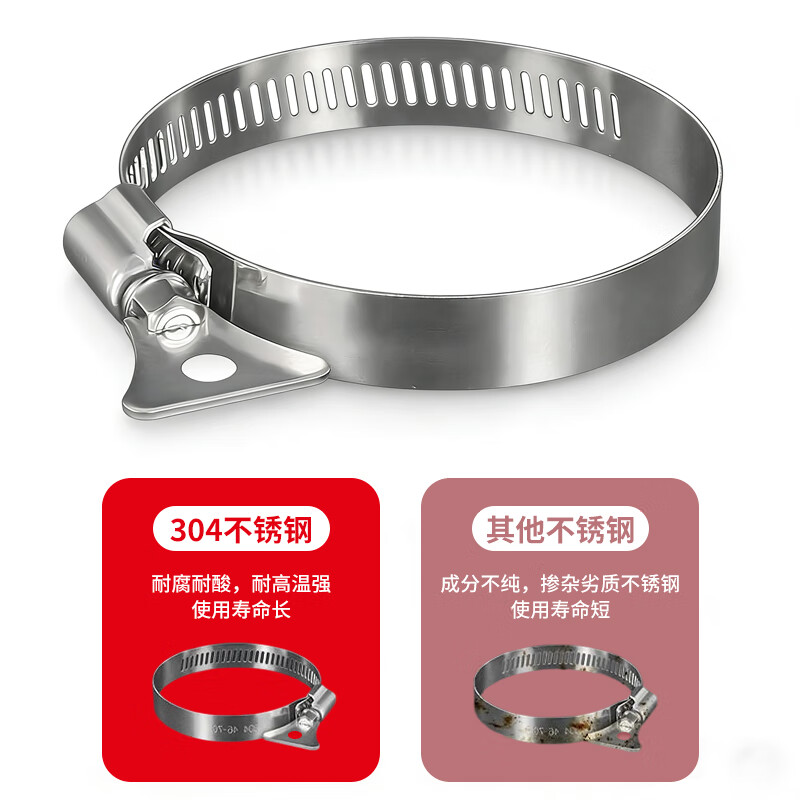 Beifote stainless steel hose clamp with handle fixed clamp 4 points 6 points water pipe buckle hose universal fixed clamp 5 pieces 18-32mm 304 stainless steel with handle