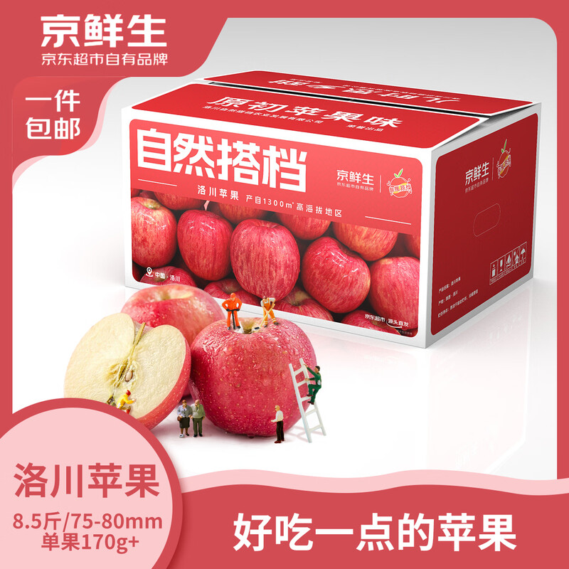 Jingxiansheng Shaanxi Luochuan Red Fuji Apple Net Weight 8.5 Jin 75-80mm Single Fruit 170g + Fresh Fruit Straight from the Source
