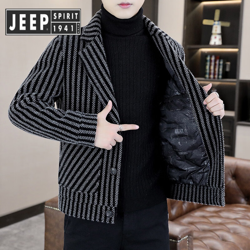 JEEP SPIRIT Jeep Down Jacket Men's Winter Woolen Jacket 2025 New Korean Style Trendy Thickened Short Light Mature Style Jacket Men 5566 Black 3XL 150-165 Jin Store Manager