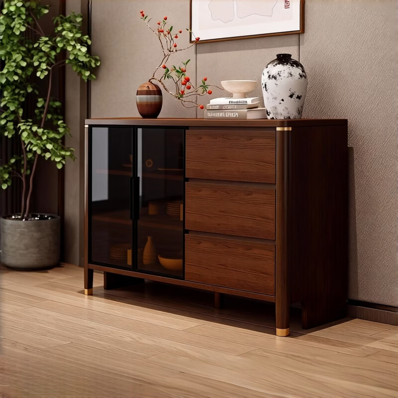 Zhixin Muwang modern minimalist sideboard solid wood living room tea cabinet wine cabinet home kitchen multi-function preparation cabinet storage cabinet solid wood ecological board 84 long 40 wide 88 high