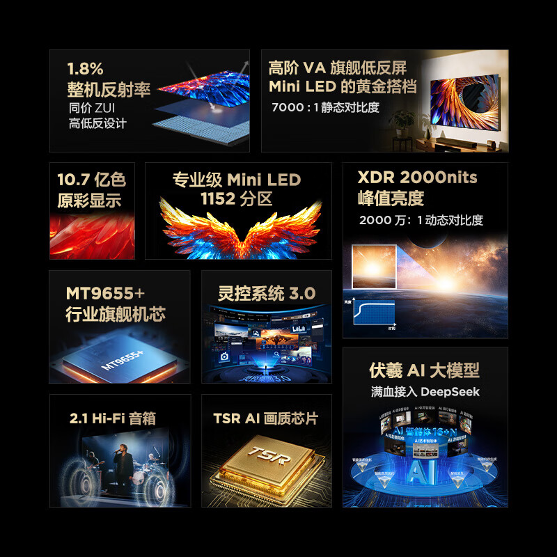 TCL Thunderbird TV 98 Crane 6 Ultra 25 models 98/100-inch MiniLED high-end VA home appliances state-subsidized TV 98S595C Ultra 98-inch flat-panel TV