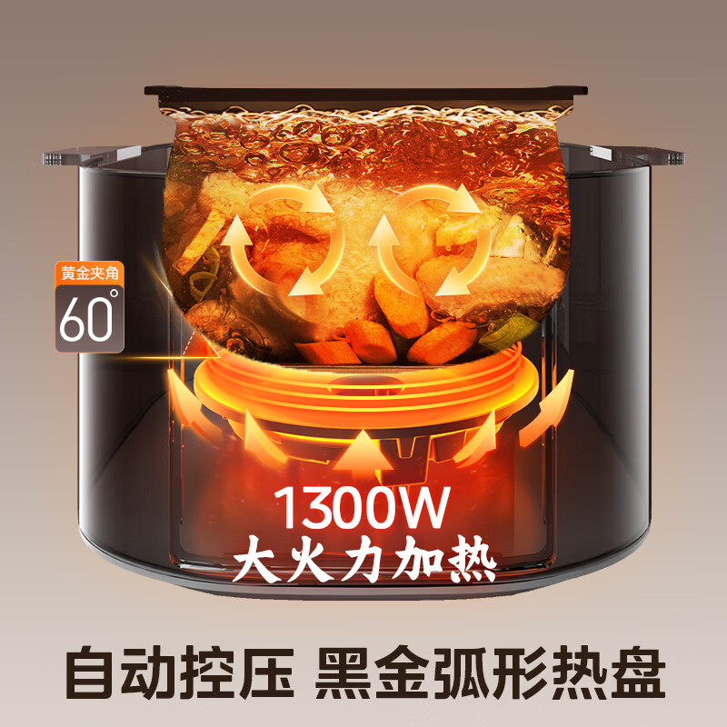 Midea brand official electric pressure cooker high pressure 5 liters 0 fluoro gallbladder kettle rice cooker for home use 4-6 people touch control fully automatic intelligent reservation automatic exhaust stewing MY-E5923